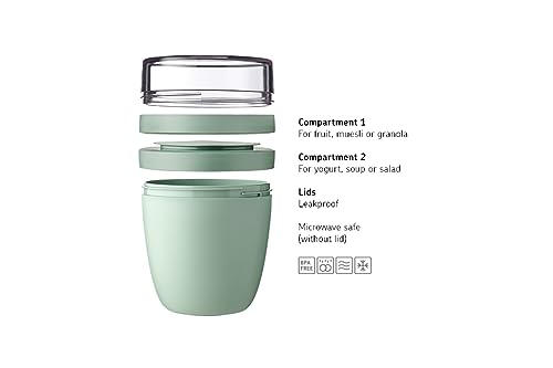 – Contenitore per il Pranzo Ellipse – Scoparti Separati per Yogurt e Muesli - Adatto per il Freezer, il Microonde e la Lavastoviglie – 500 ml + 200 ml – Vivid Mauve