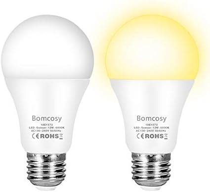 bombilla con sensor crepuscular bomcosy bombillas e27 led sensor 12w equivalente a 100w blanco frio 6000k amanecer hasta el atardecer
