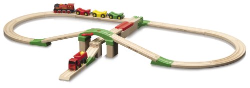Eichhorn 100004953 - Holz-Bahn mit Laderampe, 40 Teile, 106 x 76 cm, inklusiv Zubehör