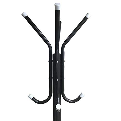 Focux Standing Metal Coat Rack Tree Hat Hanger Holder 12 Hook for Jacket, Umbrella Tree Stand,Purse, Scarf Rack (Black) - Thumbnail 2
