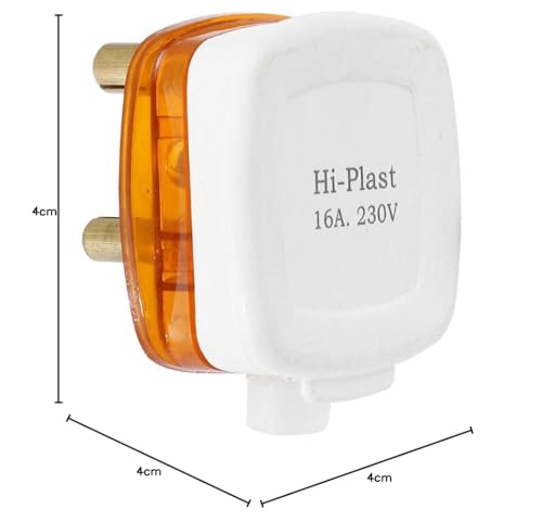 Hi-Plasst 16A 3-Pin Plug Top (Pack of 2) - Heavy Duty Electrical Plug for Refrigerator, AC, EV Charger, Geyser, Washing Machine & High-Power Appliances | Flame-Resistant | Unbreakable PVC & Brass Pins 4