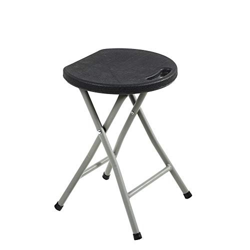 KKTONER Portable Metal and Plastic Folding Stool Light Weight Outside Chair Set of 2 Black - Thumbnail 4