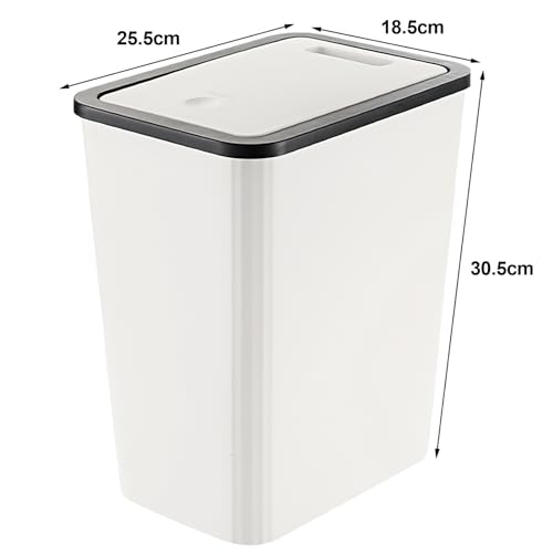 Bote de Basura para Baño con Tapa Juego de 4, 13 L/3.4 Gallon de Basura Cocina, para Baño, Cocina, Despacho, Dormitorio, Aseo, Salón,Cesto de Basura Delgado y Compacto(Beige)