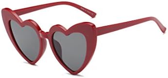 Cramilo Women Heart Shaped Sunglasses Fashion Cute Cat Eye Mod Style Retro Glasses