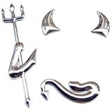 Macxy - 3D Chrome Devil Decal Car or Truck Custom Demon Stickers W/Horns car styling 4 Pieces for VW car accessories funny car sticke