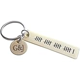 Custom Engraved Brass Tag with Tally Marks & Disc Keychain, 21 Year Anniversary Gift Keychain, Personalized Engraved Keychain