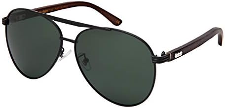 Edge I-Wear Polarized Classic Pilot Style Aviator Sunglasses Natural Bamboo Temple For Men Women 5169BM-P