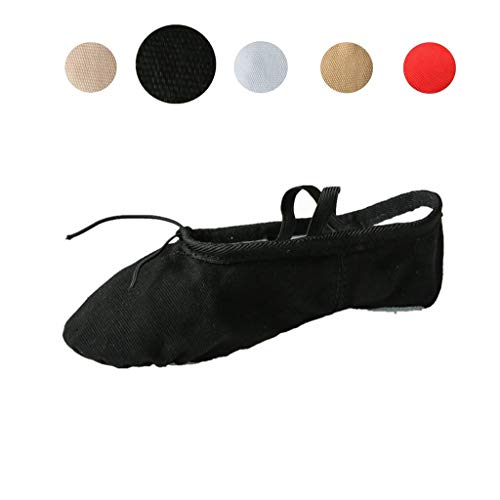 Nexete Toddler Kid Girl Classic #1 Canvas Ballet Dance Split-Sole Slipper Shoes (Toddler 6 M, Black) - Thumbnail 7
