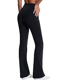 ChinFun - Pantalones de yoga de cintura alta para mujer, con bolsillo interior oculto, control de barriga, corte de botas, pantalones de chándal