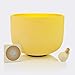TOPFUND Yellow E Note Crystal Singing Bowl Solar Plexus Chakra 10 inch with Heavy Duty Carrying Case and Suede Mallet