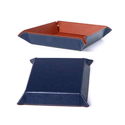 image for Ymeibe 2pcs PU Valet Tray Leather Jewelry Catchall Tray Bedside Tray C