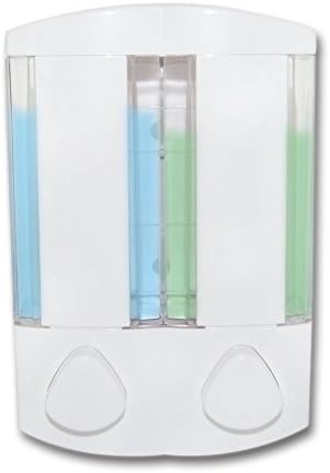 Bulletsky Shower and Soap Dispenser with Two Chamber Wall Mount Bottle for Shampoo Conditioner Shower Gel and more in the Bathroom Washroom Kitchen