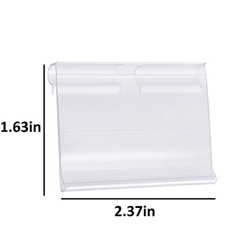 D-worthy 60 pieces Plastic Transparent Clear Color Wire Shelf Price Sign Label Holder Merchandise Sign Display Holder, 2-3/8 x 1-5/8 inch - Thumbnail 2