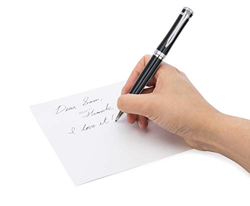 Jofelo Luxury Metal Pen Set Black Silver | Smooth & Elegant Executive Ballpoint Rollerball Writing Pens & Refills | Signature Weight & Balance | Best Fancy Gift for Professional Writers, Men Women