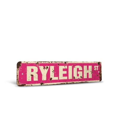 RYLEIGH Vintage Style Rustic Street Sign – Childrens Name Room Retro Decorative…