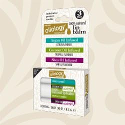 Oliology 100% Natural Lip Balm Shea/Coconut/Argan Oil Infused Assorted by Oilology