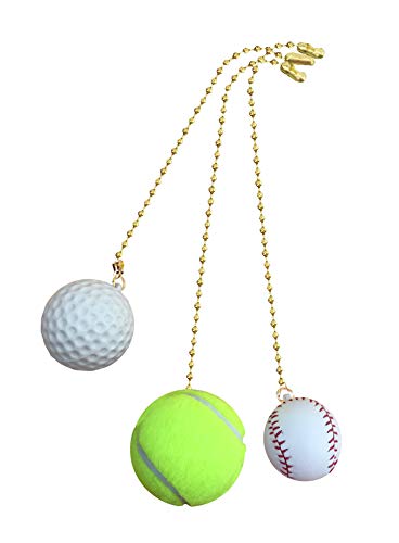 Golf Ball, Baseball,Tennis Ball Sports fan Pull with beaded chain 3 pack - FA1001