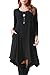 Invug Women Casual Loose Soft Crewneck Long Sleeve Pockets Swing T-shirt Dress Black XXL