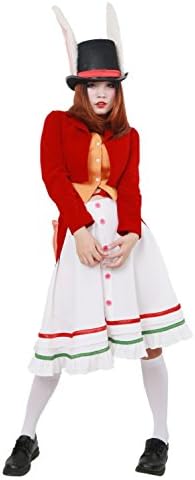 Mad Alice Cosplay Costume Dress Outfit Suit with Lucky Rabbit Hat for Halloween M
