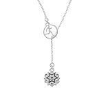 Antiqued Snowflake Runner Disc Lariat Necklace