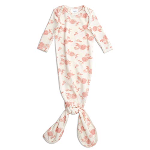 aden + anais Snuggle Knit Knotted Newborn Baby Gown, Super Soft and Stretchy Infant Sleeper, 0-3 Months, Rosettes