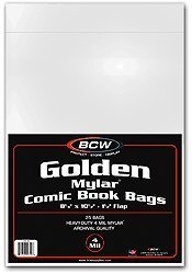 BCW 1-GOL-M4 Golden Comic Mylar Bags 4 Mil