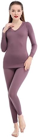 MaiYa Thermal Underwear, Womens Thermal 2 Pc Long John Underwear Set Top and Bottom (Light Coffee)