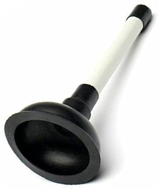 100mm (4 inch) Sink Plunger with 225mm (9 inch) Plastic Handle Diameter, White/Black