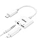 SIVMIG Headphone Adapter, Headphone Jack Splitter Adaptor for Xs/Xs Max/XR/ 8/8 Plus/X/10 / 7/7 Plus, Earphone Audio Connector Headphone Dongle Car Charge Cable 2 in 1 Accessories Aux Music Splitter