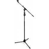 MusicShield Professional Microphone Stand with Boom Arm, One-Hand Height Adjustment, Adjustable Height 41.7"-68.9", Heavy Duty Metal Tripod Base for Stage, Studio, Church, Karaoke and Podcas