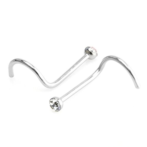 CrazyPiercing 12pcs Wholesale Lot Bling-Bling Crystal Rhinestone Stainless Steel Body Piercing Jewelry Nose Ring, Hypoallergenic, 20 Gauge - Thumbnail 2
