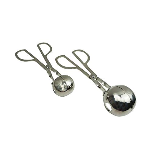 Proshopping 2 Set Stainless Steel Meat Baller, Non-Stick Meatball Scoop Maker, Cake Pop Baller, Cookie Dough Tongs - for Meatball, Cake, Ice Cream, Melon Fruits (Small Size 1.38" + Large Size 1.85") - Thumbnail 5