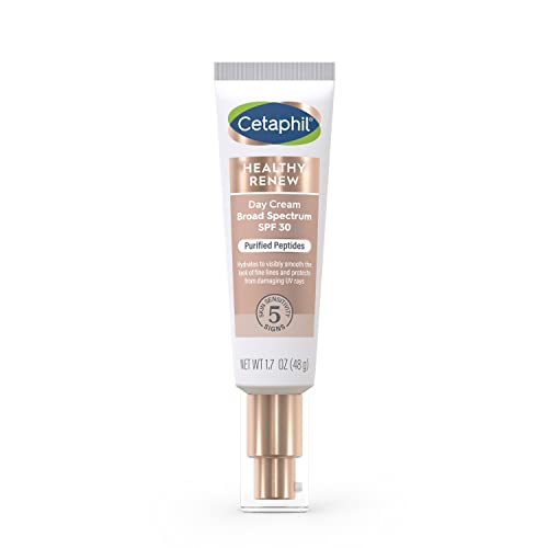 CETAPHIL HEALTHY RENEW MOISTURIZING DAY CREAM 1.7 OZ, DAILY MOISTURIZER WITH SPF 30, SKIN TIGHTENING ANTI WRINKLE CREAM FOR FACE WITH PEPTIDES, FRAGRANCE FREE, RETINOL ALTERNATIVE FOR SENSITIVE SKIN