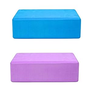 Ganvol Set of 2 High Density Yoga Bricks 23x15x7.5cm, 1 Blue & 1 Purple Comfortable Eco EVA Foam Yoga Blocks, for Enhancing Yoga Stretching/Stability/Balance, Lightweight Portable 200g