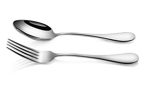 Artaste 56426 Rain 18/10 Stainless Steel Table Serving Spoons and Forks Set (Set of 6), Silver