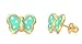 14k Yellow Gold Enamel Butterfly Stud Earrings with Secure Screw-backs (Pastel Green)