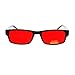 Black Rectangle Frame Red Lens Sunglasses Spring Hinge