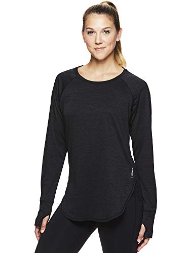 HEAD Women's Long Sleeve Workout T-Shirt - Performance Activewear Running & Gym Top - Tournament Black Heather, Small