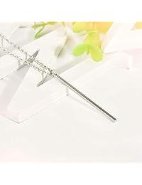 CULOVITY - Collar con colgante de barra para mujer, cadena sencilla y larga, cadena de 2.5 in, colgante de 35.0 in