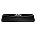 FASHIONROAD Evening Clutch, Womens 3D Floral Rhinestone Pleated Clutch Purses For Wedding & Party Black