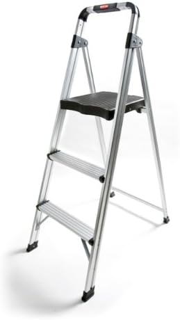 Rubbermaid RM-AUL3 3-Step Ultra-Light Aluminum Stool with Plastic Top Step, 225-Pound Capacity, Silver Finish