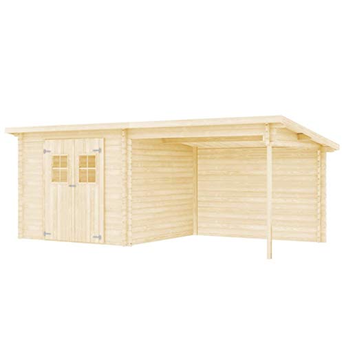 vidaXL Bois Massif Cabanon de Jardin en Rondins 6,3x3 m Abri de Jardin Hangar