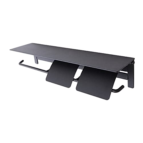 ヤマソロ トイレットペーパーホルダー 2連 ダブル おしゃれ タオル掛け付き 紙巻器 タオル掛け 完成品 トイレ 天板付き 北欧 スチール ブラン Blan 41-045 (ブラック)商品画像