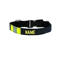 Fully Involved Stitching Personalized Firefighter Black Turnout Gear Dog Collar (Large (17"-25"))