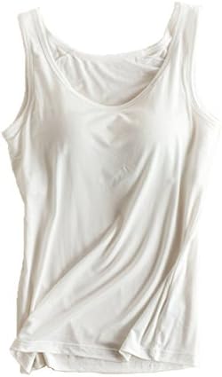 Foxexy Womens Modal Built-in Bra Padded Active Strap Camisole Tanks Tops White US 0-2