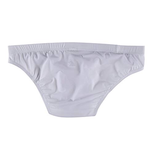 charmsamx Mens Sexy Lace Briefs Soft Breathable Bulge Pouch Underwear Micro Mesh Briefs Lightweight Silky Touch Underpants Pouch Brief No Fly Covered Waistband, White, XL
