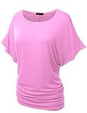 Doublju Women Short Sleeve Round Neck Loose Fit Long Top