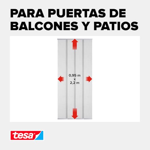 Insect Stop Cortinas STANDARD para Puertas, Mosquitera de 4 Piezas con Cinta Adhesiva de Gancho y Bucle, Sin Necesidad de Taladrar, Blanca, 95 cm x 220 cm