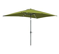 Amazon Com Trademark Innovations Rectangular Solar Powered Led Lighted Patio Umbrella 10 X 6 5 Tan Garden Outdoor