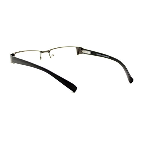 Magnified Reading Glasses Rectangular Half Rim Spring Hinge Frame Gunmetal +2.00